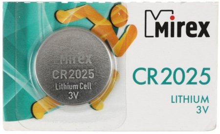 Батарейка литиевая дисковая Mirex Lithium, СR2025, 3V