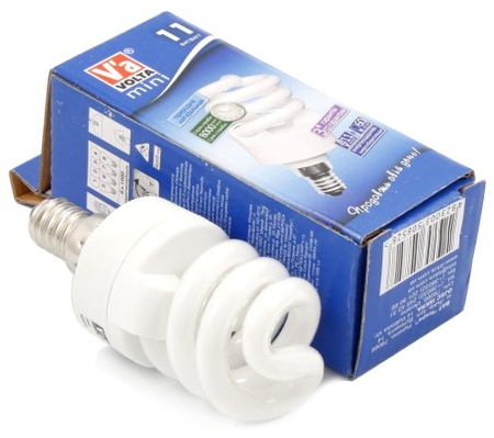Лампа люминесцентная энергосберегающая Volta, 11W, 230V, цоколь-E14, mini Лампа люминесцентная энергосберегающая Volta, 11W, 230V, цоколь-E14, mini