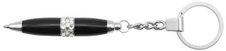 Ручка подарочная одноразовая с брелком Glam, шариковая, корпус черный со стразами Ручка подарочная одноразовая с брелком Glam, шариковая, корпус черный со стразами