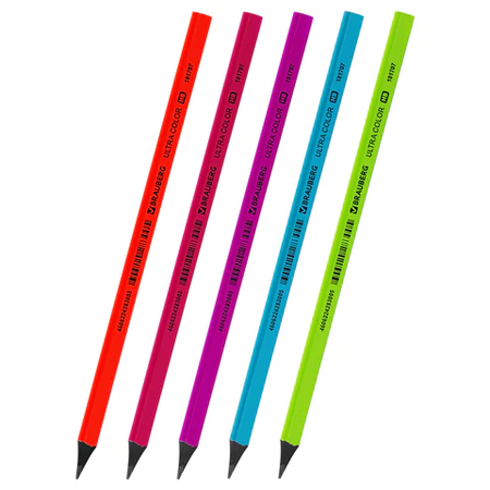 Карандаш чернографитный Brauberg Ultra Color, твердость грифеля ТМ, корпус ассорти Карандаш чернографитный Brauberg Ultra Color, твердость грифеля ТМ, корпус ассорти