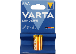 Батарейки щелочные Varta Longlife, AAA, LR03, 1.5V, 2 шт.