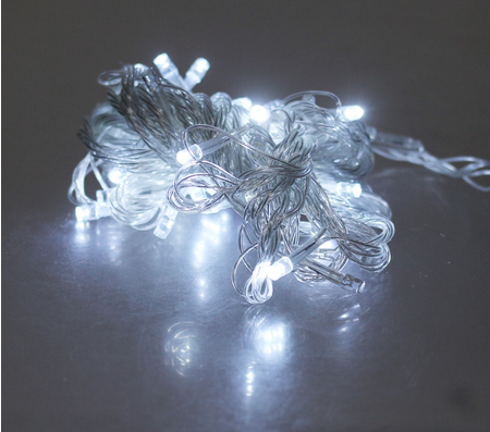 Гирлянда электрическая, 5 м, 50 лампочек, белые лампочки, прозрачный провод Гирлянда электрическая, 5 м, 50 лампочек, белые лампочки, прозрачный провод