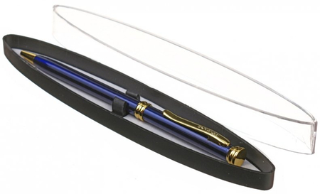 Ручка подарочная шариковая Berlingo Golden Luxe, корпус синий с золотистым, синяя