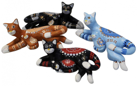 Сувенир керамический «Кошка лежащая» (Илларионова Е.И.), керамика 14*6*6,5 см (большая) и 11*6*6 см (маленькая), ассорти