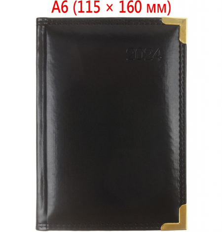 Ежедневник датированный на 2024 год Delucci (А6), 115*160 мм, 184 л., черный