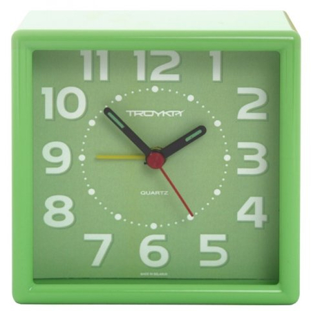 Часы настольные с будильником «Тройка», корпус зеленый