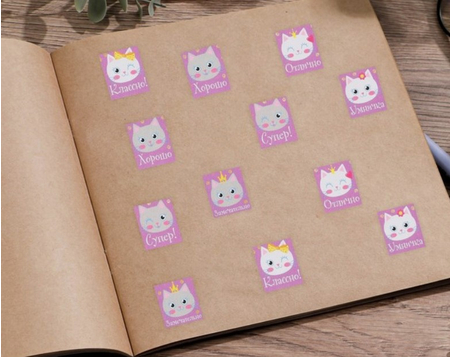 Наклейки бумажные Sima-Land, 10,5*18 см, «Кошечки» (оценки)