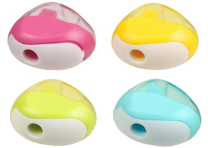 Точилка пластиковая, 1 отверстие, с контейнером, ассорти