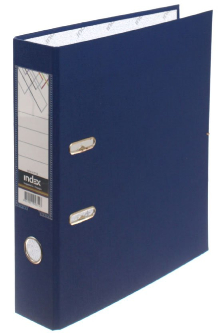 Папка-регистратор Index с односторонним ПВХ-покрытием, корешок 70 мм, темно-синий
