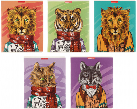 Тетрадь общая А5, 48 л. на скобе «Хипстеры», 165*205 мм, клетка, ассорти