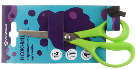 Ножницы школьные безопасные Schoolformat, 140 мм, цвет ручек - салатовый