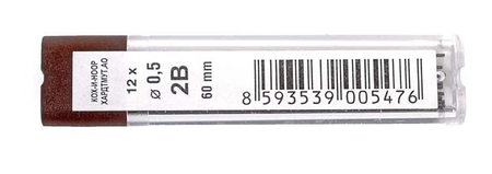 Грифели для автоматических карандашей Koh-i-Noor, толщина грифеля 0,5 мм, твердость 2М, 12 шт.
