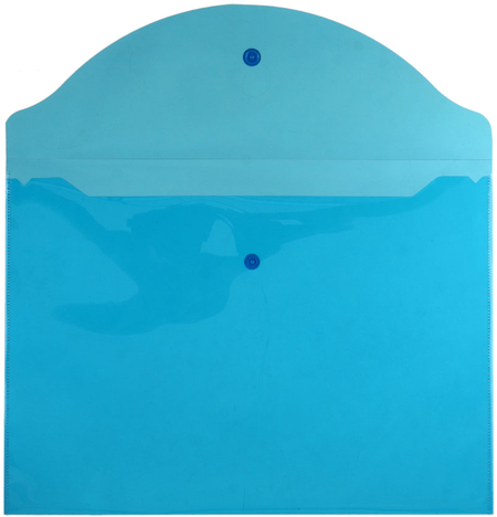 Папка-конверт пластиковая на кнопке Attache «Элементари», толщина пластика 0,18 мм, прозрачная синяя