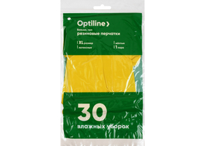 Перчатки латексные хозяйственные Optiline, размер XL, желтые