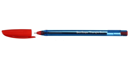 Ручка гелевая одноразовая Berlingo Triangle Gel, корпус прозрачный голубой, стержень красный