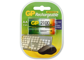 Аккумулятор GP, AA, 1.2V, 2100 mAh, (2 шт. в упаковке)