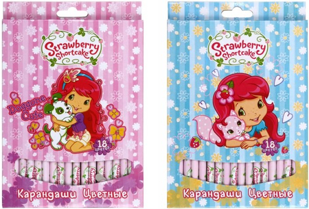 Карандаши цветные Strawberry Shortcake, 18 цветов, длина 175 мм, ассорти 