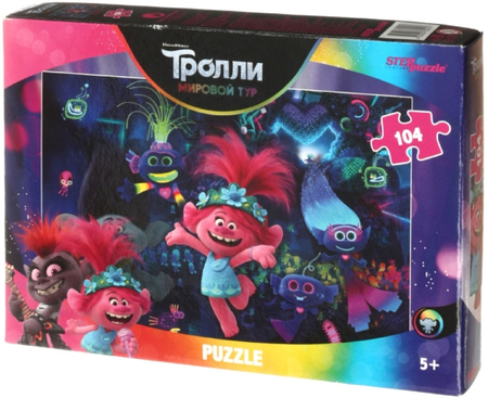 Пазлы Step Puzzle , 33*23 см, 104 элемента, DreamWorks.Trolls-2, 5+