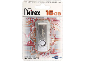 Флэш-накопитель Mirex Swivel (2.0), 16Gb, корпус белый