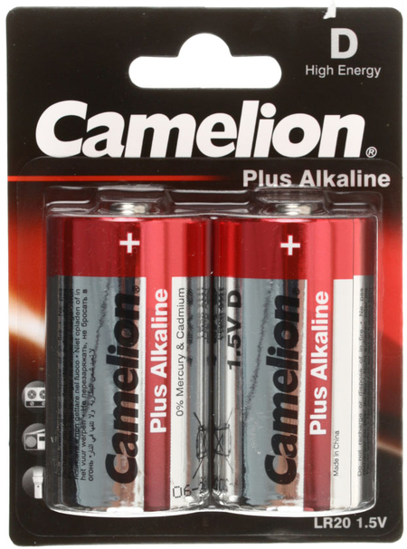 Батарейка щелочная Camelion Plus Alkaline, D, LR20, 1.5V