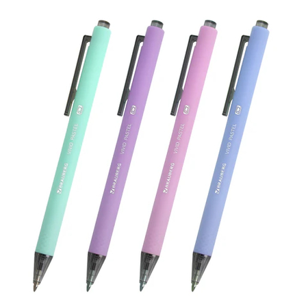 Ручка шариковая автоматическая Brauberg Vivid Pastel, корпус ассорти, стержень синий Ручка шариковая автоматическая Brauberg Vivid Pastel, корпус ассорти, стержень синий