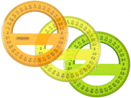 Транспортир пластиковый «Пифагор», 12 см, 360°, неон, ассорти