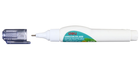 Корректирующая ручка Deli, 7 мл, металлический пишущий узел 