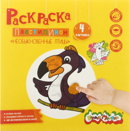 Раскраска «Раскрась пластилином», 200*200 мм, «Необыкновенные птицы», 4 картинки Раскраска «Раскрась пластилином», 200*200 мм, «Необыкновенные птицы», 4 картинки