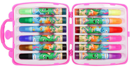 Фломастеры Darvish в чемоданчике, 12 цветов, толщина линии 1-2 мм, высота 85 мм, вентилируемый колпачок