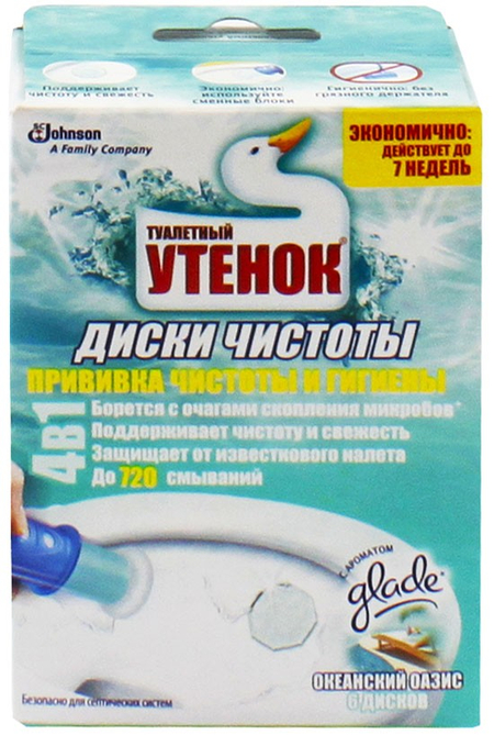 Средство для унитаза «Туалетный Утенок» (дозатор со сменным блоком), «Океанический оазис»