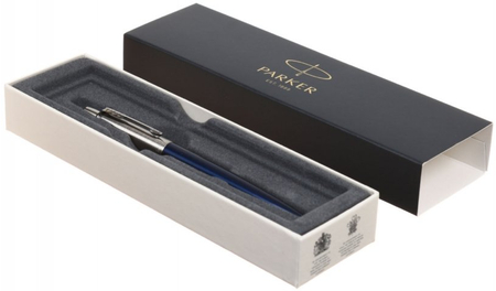 Ручка подарочная шариковая Parker Jotter Royal Blue CT, корпус серебристый с синим 