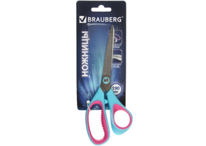 Ножницы канцелярские Brauberg Universal, 190 мм, ручки бирюзовые с фиолетовым