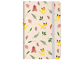 Книжка записная на резинке «Котики и листочки» (А6), 90×140 мм, 80 л., линия, бежевая