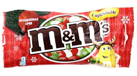 Драже M&M's, 45 г, с арахисом и молочным шоколадом