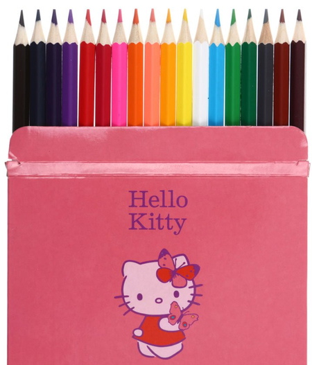 Карандаши цветные Hello Kitty, 18 цветов, длина 175 мм, ассорти 