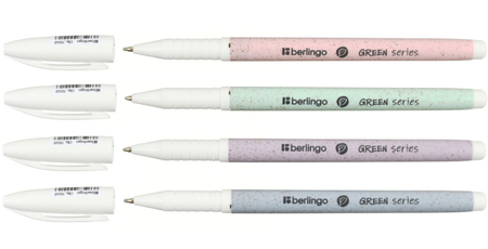 Ручка шариковая одноразовая Berlingo Green Series, корпус ассорти, стержень синий
