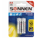 Батарейки щелочные Sonnen Alkaline, АА, LR6, 1.5V, 2 шт.