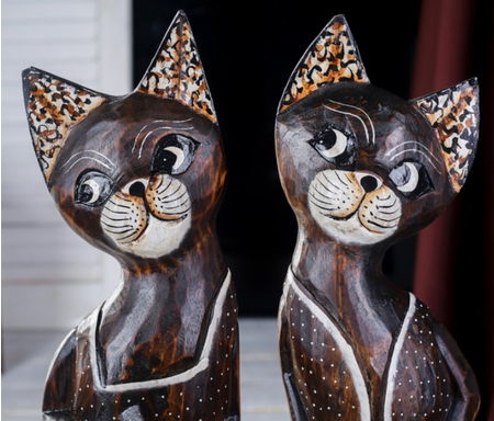 Сувенир деревянный «Сима-Ленд», 50*12*12 см, 2 шт., «Парочка котов в одежде»