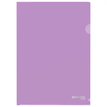 Папка-уголок пластиковая Brauberg Pastel А4, толщина пластика 0,15 мм, лиловая Папка-уголок пластиковая Brauberg Pastel А4, толщина пластика 0,15 мм, лиловая