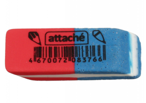 Ластик комбинированный Attache, 42×14×8 мм, красный с синим