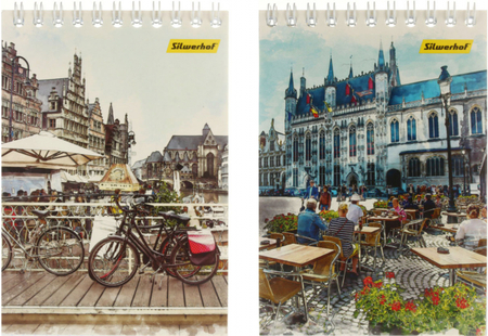 Блокнот на гребне Silwerhof (А6), 100*140 мм, 40 л., клетка, «Города», ассорти