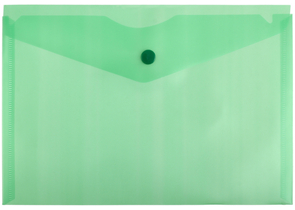 Папка-конверт пластиковая на кнопке «Бюрократ» А5, толщина пластика 0,18 мм, зеленая