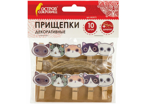 Прищепки декоративные со шпагатом, 10 шт., длина 3,5 см