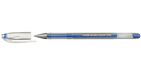 Ручка гелевая Crown Hi-Jell Metallic, корпус прозрачный, стержень синий