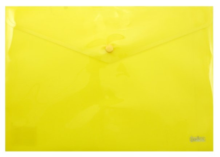 Папка-конверт пластиковая на кнопке Index, толщина пластика 0,18 мм, прозрачная желтая
