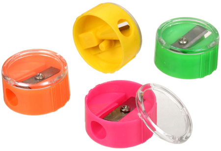Точилка пластиковая Creativiki, 1 отверстие, с контейнером, ассорти