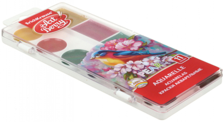 Акварель ErichKrause AtrBerry Pearl, 11 цветов, в пластиковой коробке, без кисти