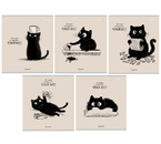 Тетрадь общая А5, 48 л. на скобе «Послушный черный кот», 165×205 мм, клетка, ассорти