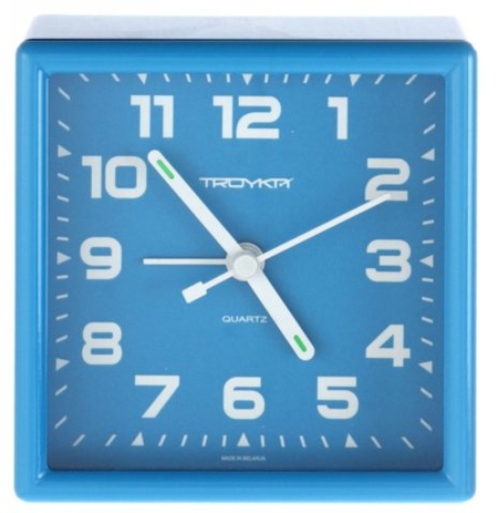 Часы настольные с будильником «Тройка», корпус голубой