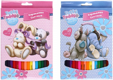 Карандаши цветные Tatty Teddy & my Blue Nose friends, 18 цветов, длина 175 мм, ассорти Карандаши цветные Tatty Teddy & my Blue Nose friends, 18 цветов, длина 175 мм, ассорти